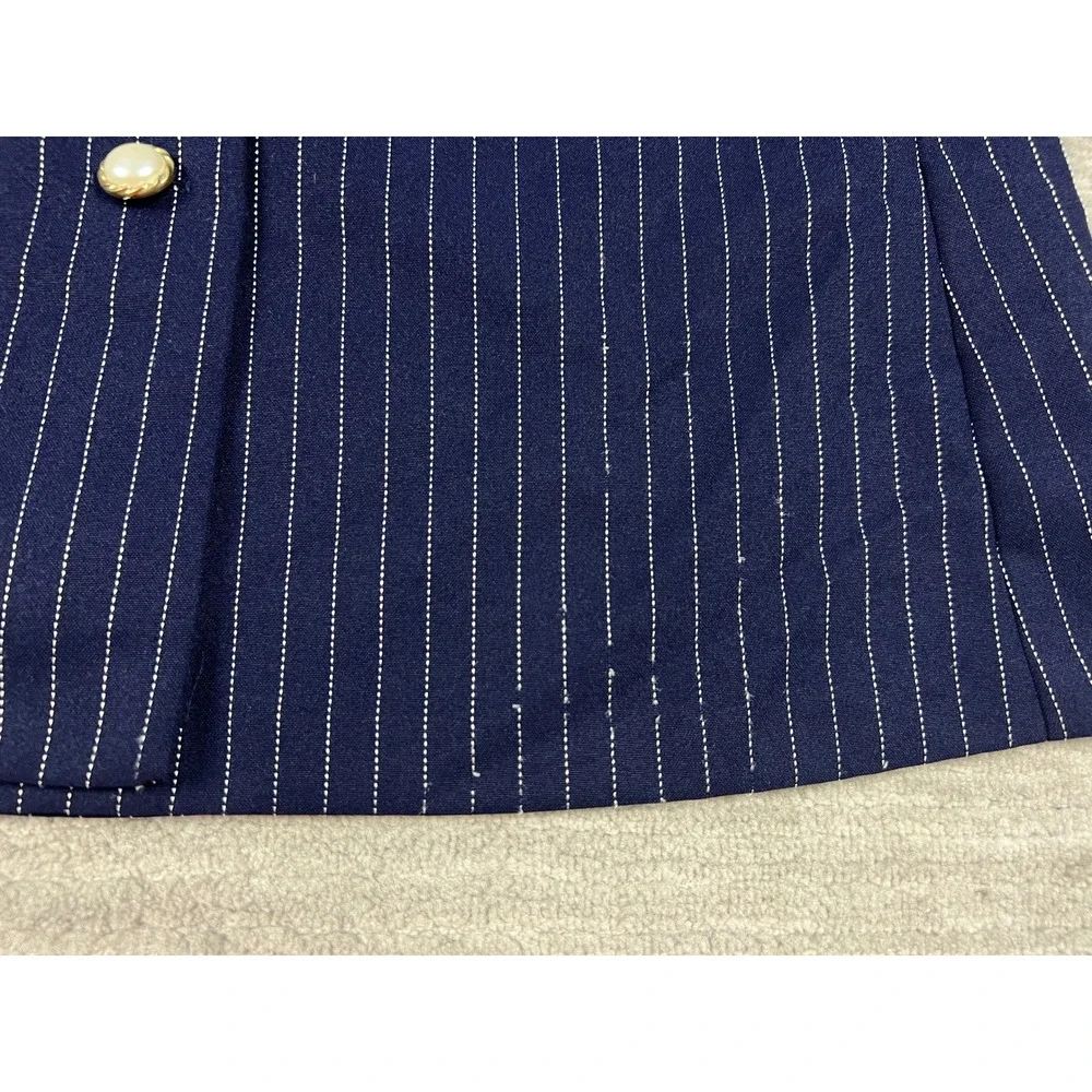 Style Setter Fashions Skirt Suit Womens XL Navy Pinstripe Pearl Button Vintage